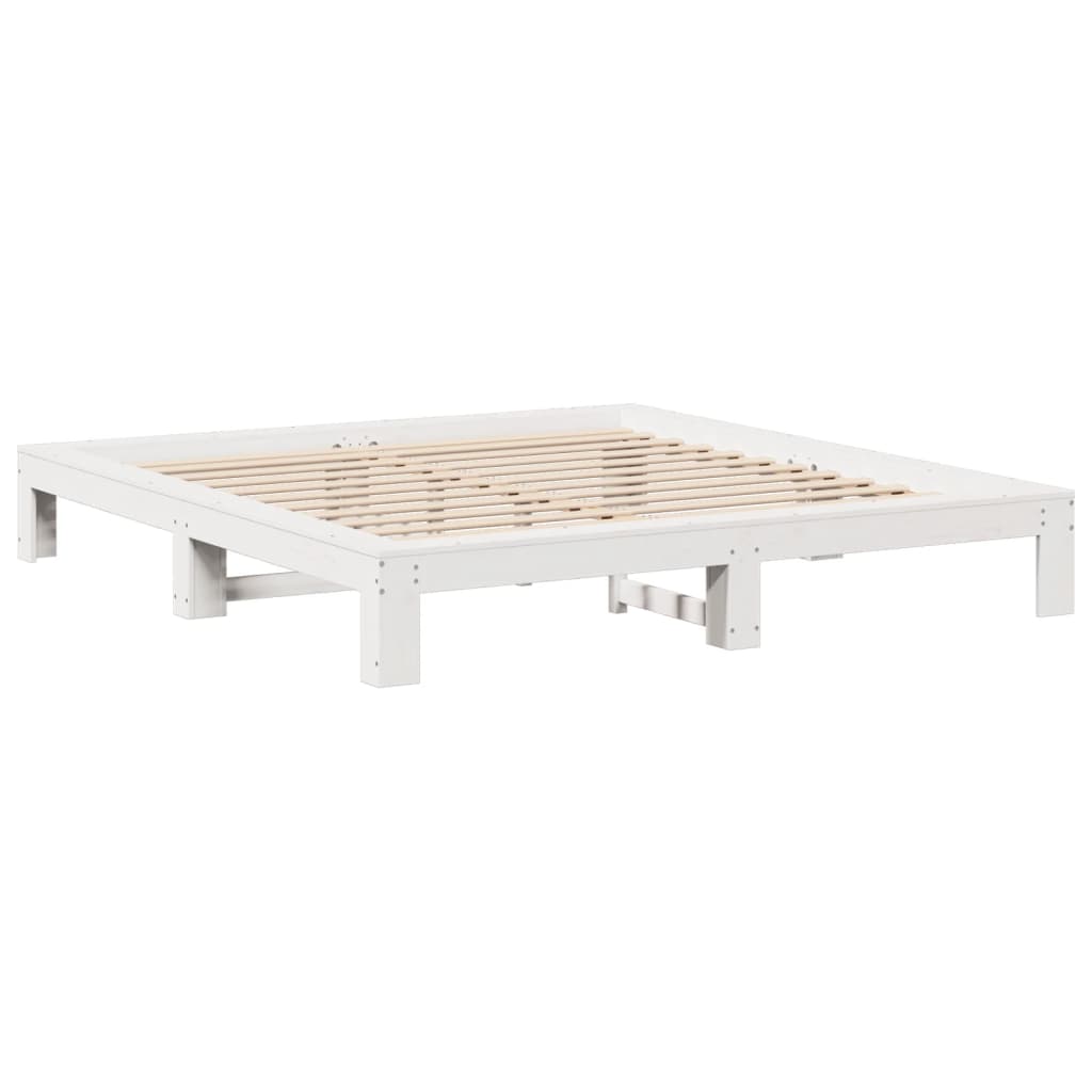 fehér tömör fenyőfa ágy matrac nélkül 200 x 200 cm