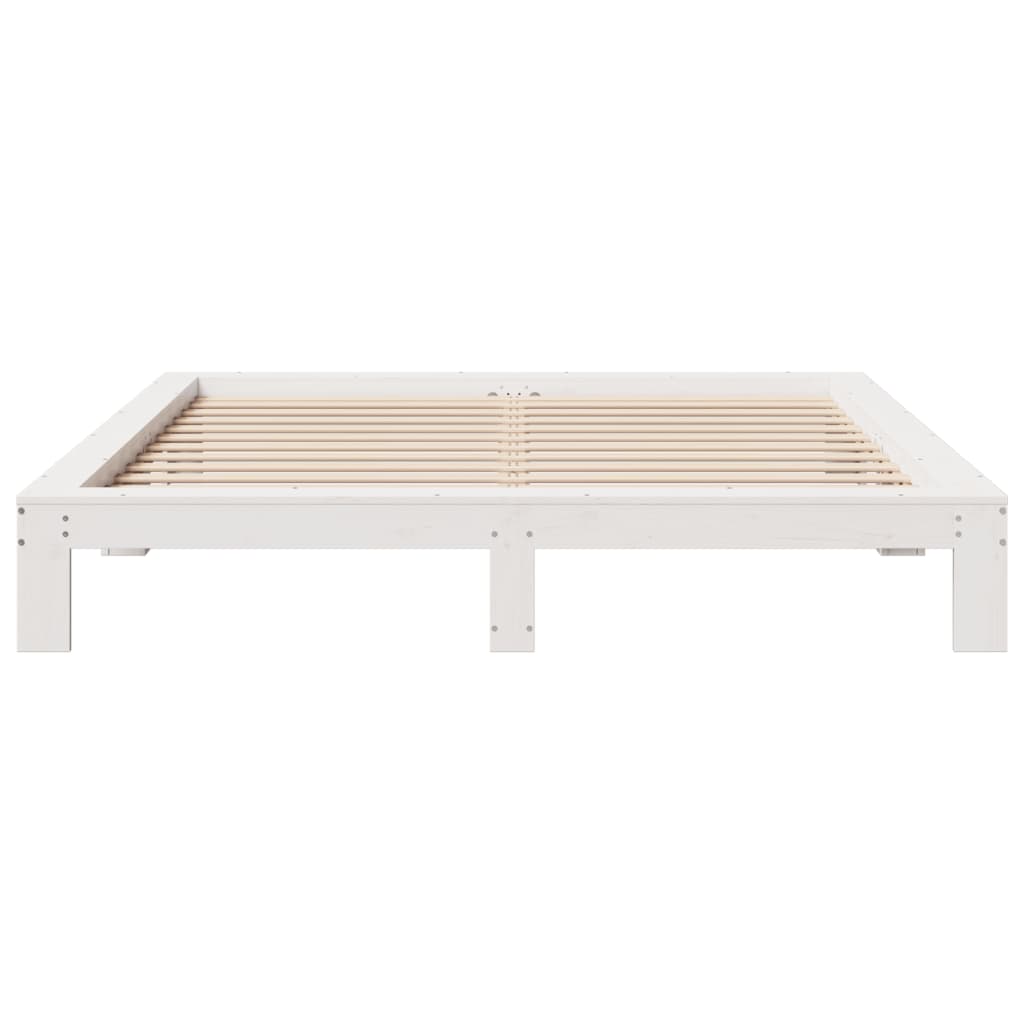fehér tömör fenyőfa ágy matrac nélkül 200 x 200 cm