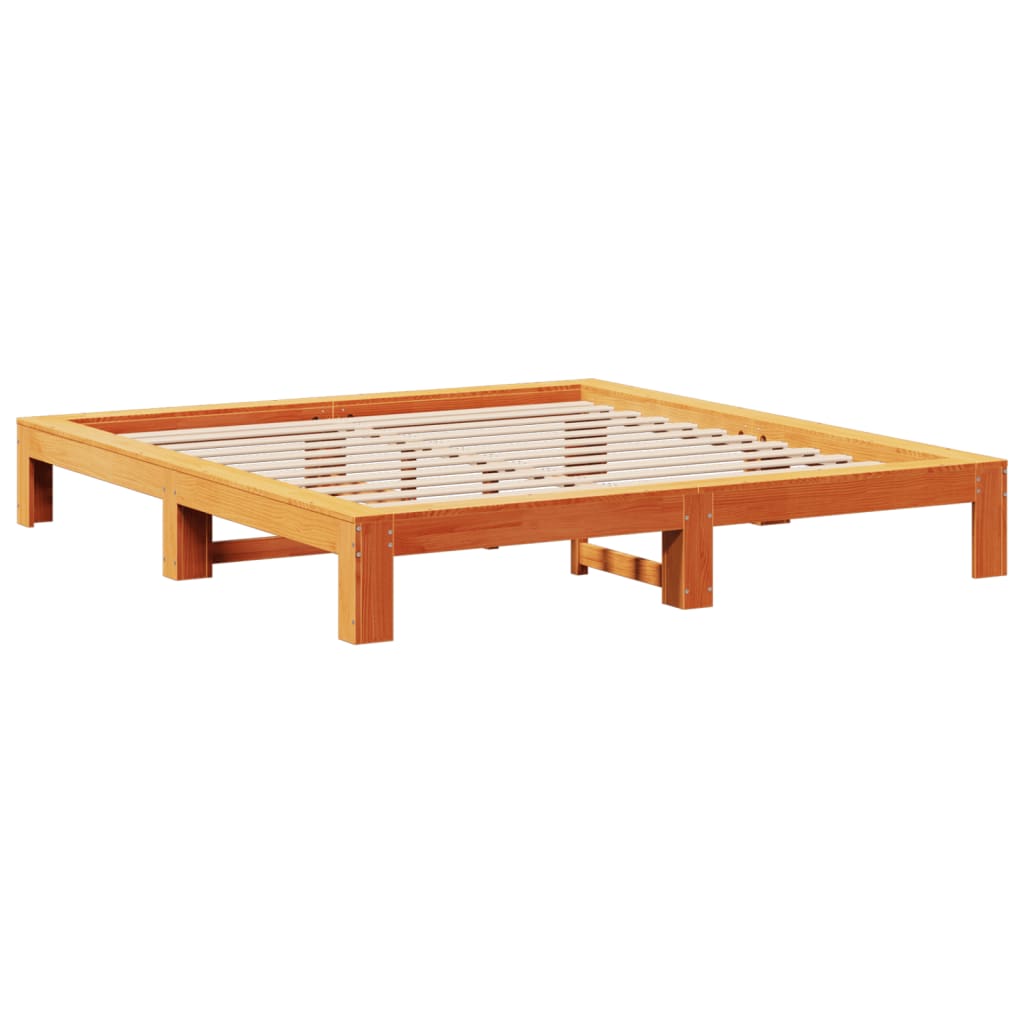 viaszbarna tömör fenyőfa ágy matrac nélkül 200 x 200 cm