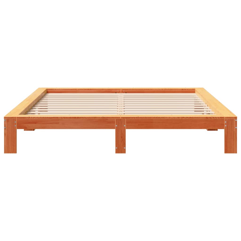 viaszbarna tömör fenyőfa ágy matrac nélkül 200 x 200 cm