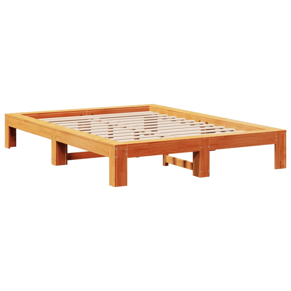 viaszbarna tömör fenyőfa ágy matrac nélkül 160 x 200 cm