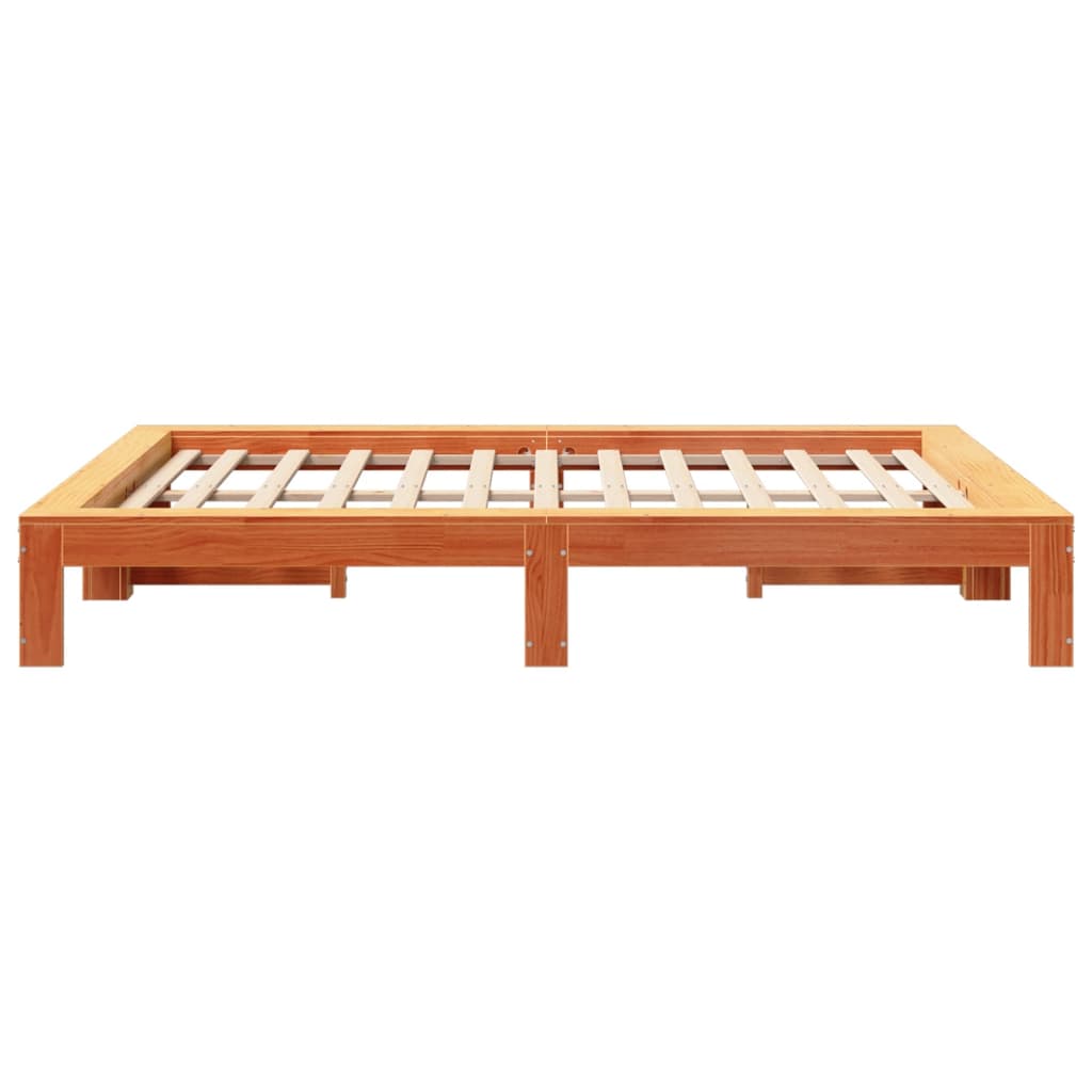 viaszbarna tömör fenyőfa ágy matrac nélkül 150 x 200 cm