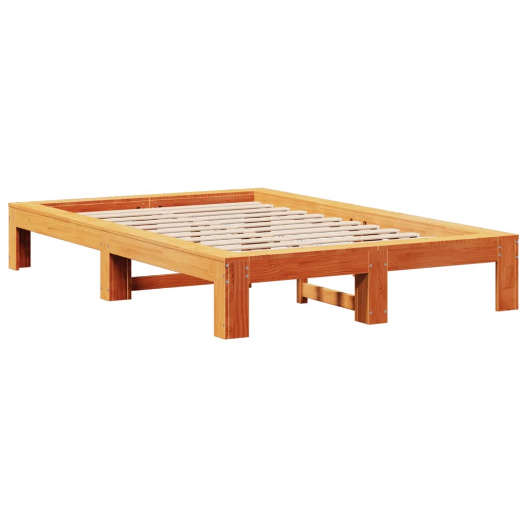 viaszbarna tömör fenyőfa ágy matrac nélkül 120 x 200 cm
