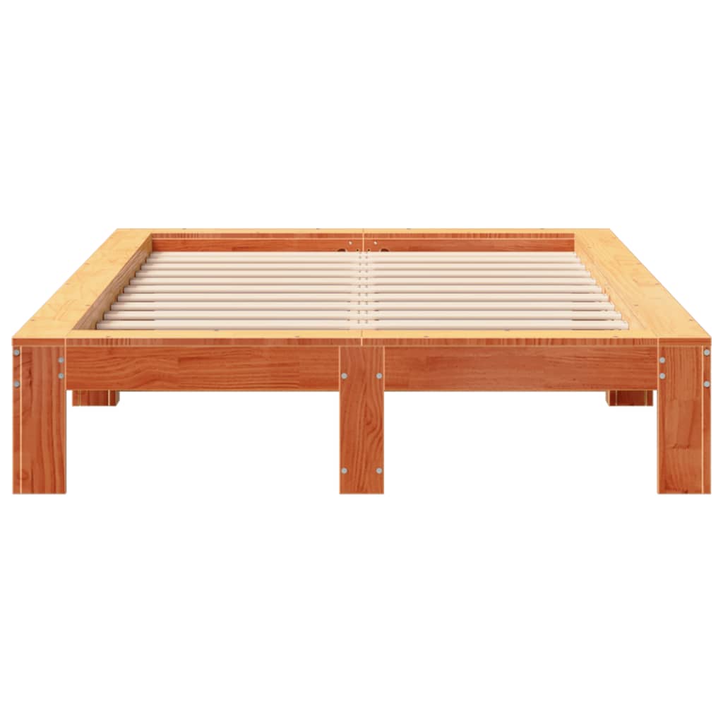 viaszbarna tömör fenyőfa ágy matrac nélkül 120 x 200 cm