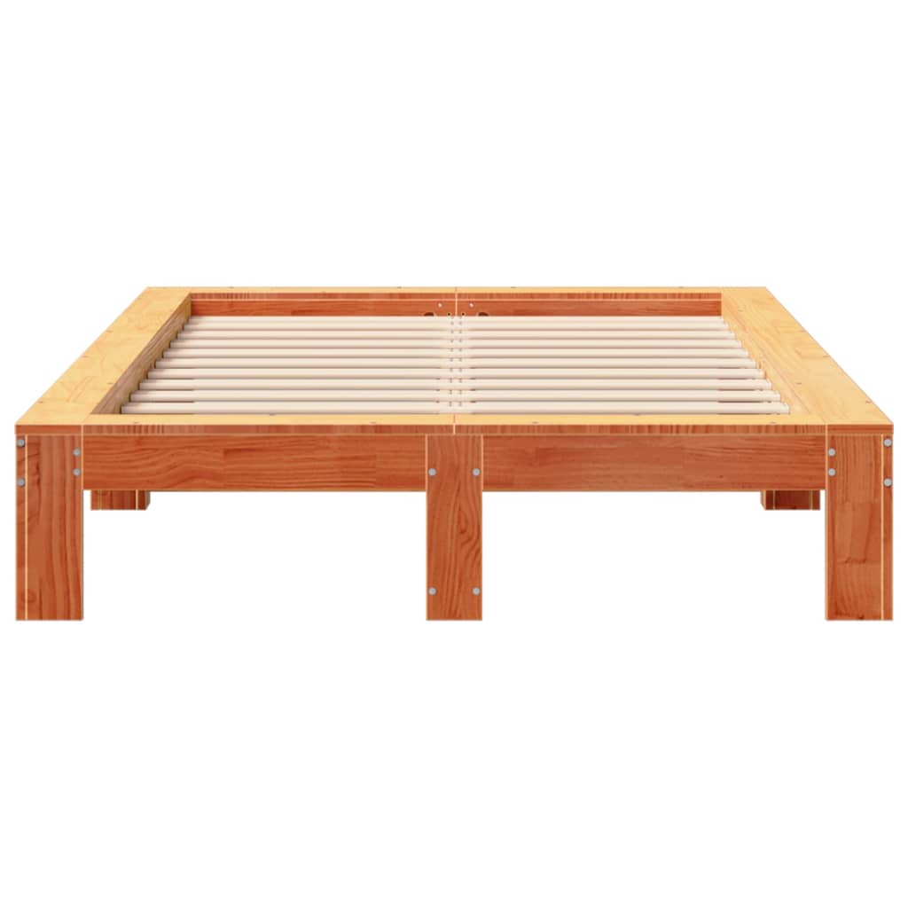 viaszbarna tömör fenyőfa ágy matrac nélkül 120 x 190 cm