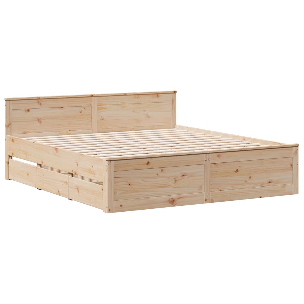 tömör fenyőfa ágy matrac nélkül fejtámlával 200 x 200 cm
