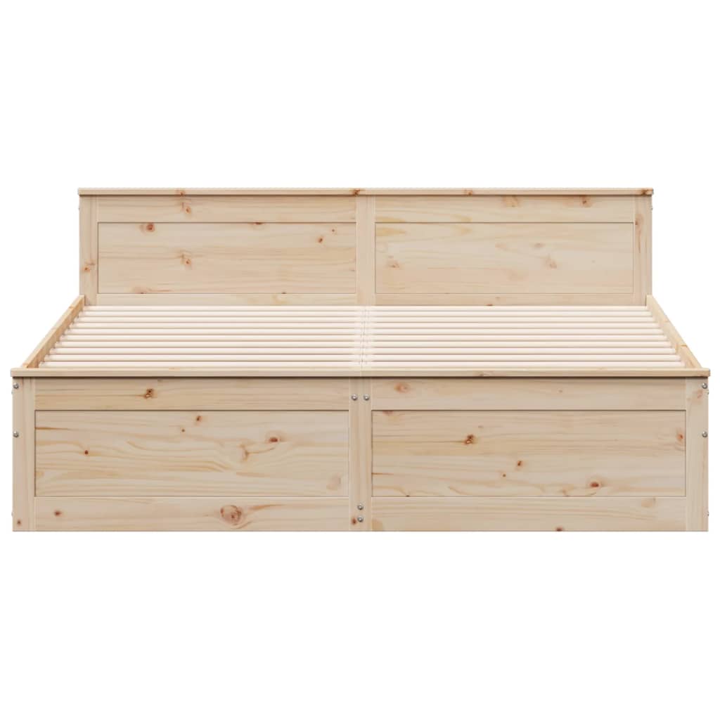 tömör fenyőfa ágy matrac nélkül fejtámlával 200 x 200 cm