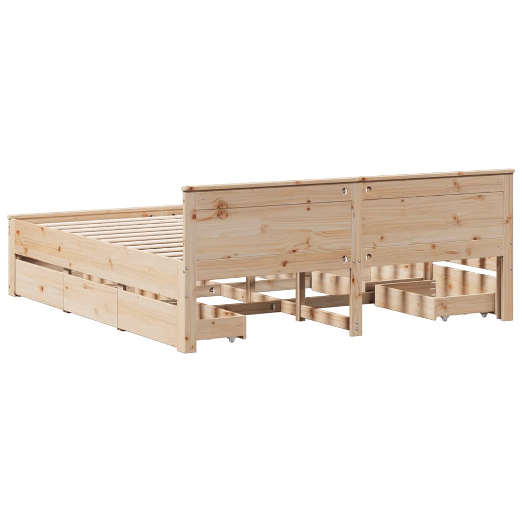 tömör fenyőfa ágy matrac nélkül fejtámlával 200 x 200 cm