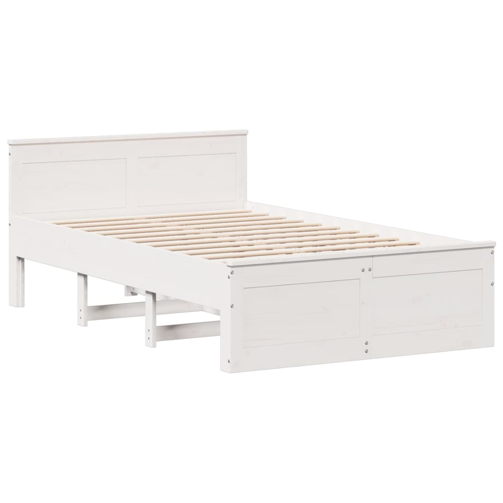 fehér tömör fenyőfa fejtámlás ágykeret matrac nélkül 120x200 cm