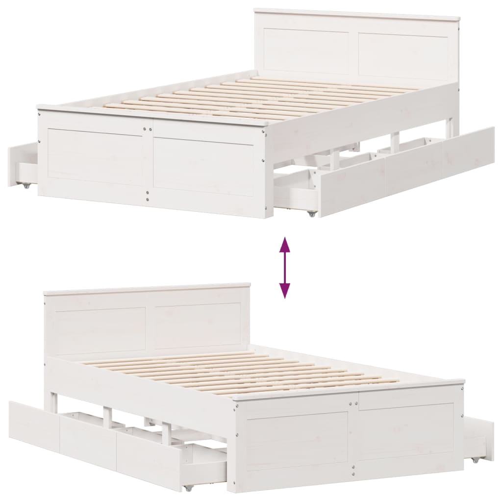 fehér tömör fenyőfa fejtámlás ágykeret matrac nélkül 120x200 cm