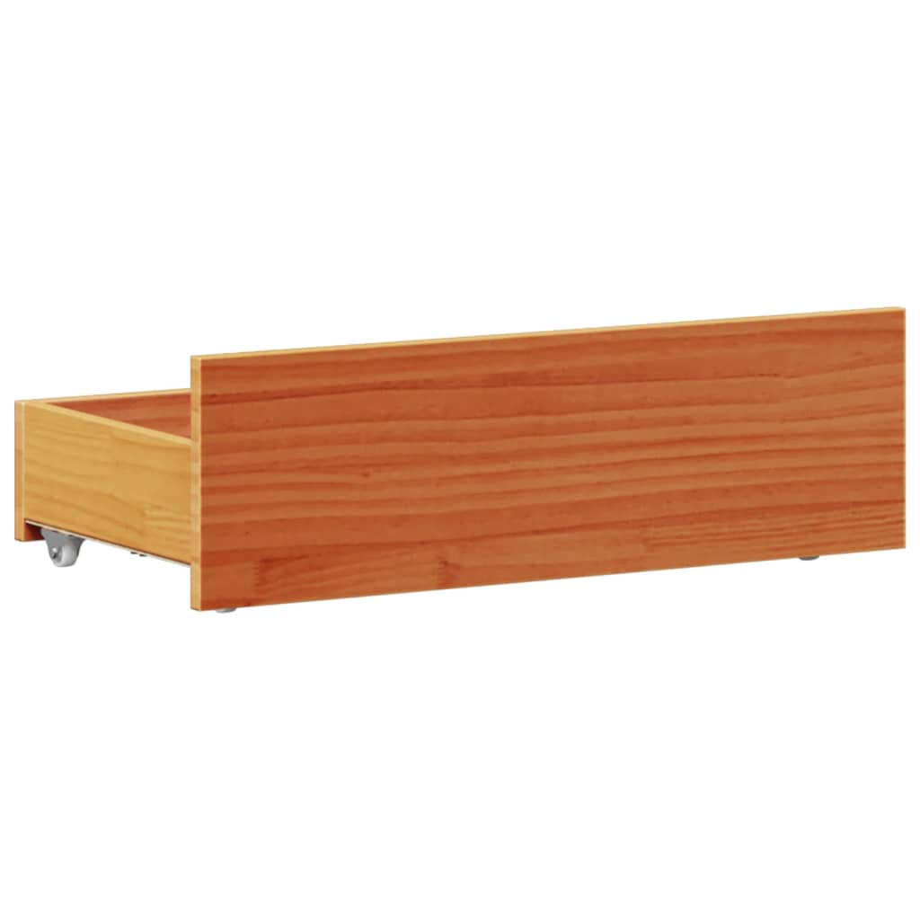barna tömör fenyőfa ágy matrac nélkül fejtámlával 100 x 200 cm