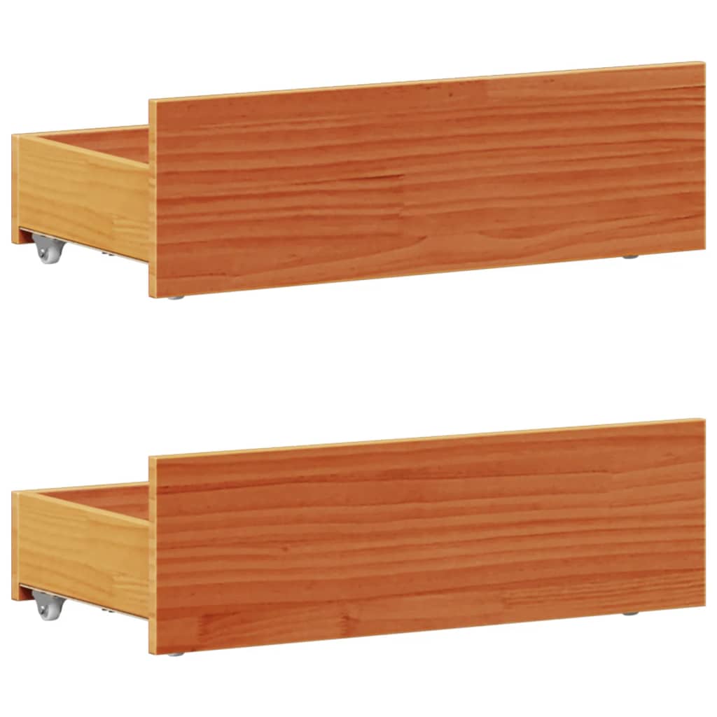 barna tömör fenyőfa ágy matrac nélkül fejtámlával 100 x 200 cm