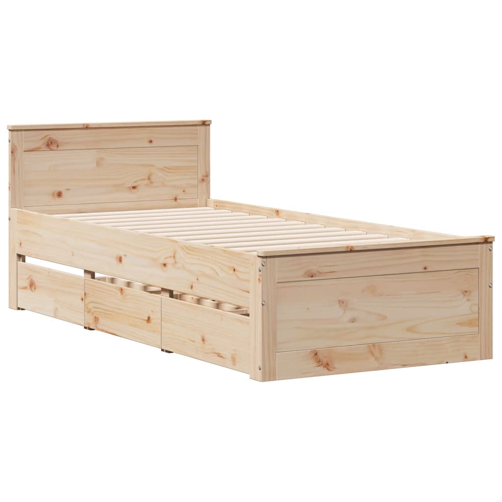 tömör fenyőfa ágy matrac nélkül fejtámlával 90 x 200 cm