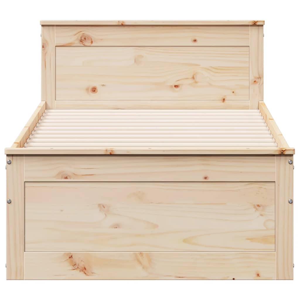 tömör fenyőfa ágy matrac nélkül fejtámlával 90 x 200 cm