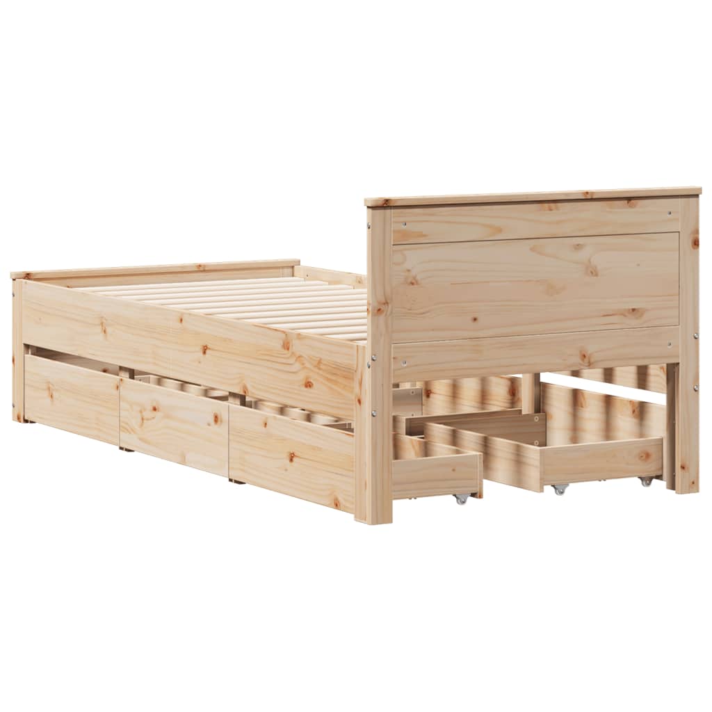 tömör fenyőfa ágy matrac nélkül fejtámlával 90 x 200 cm