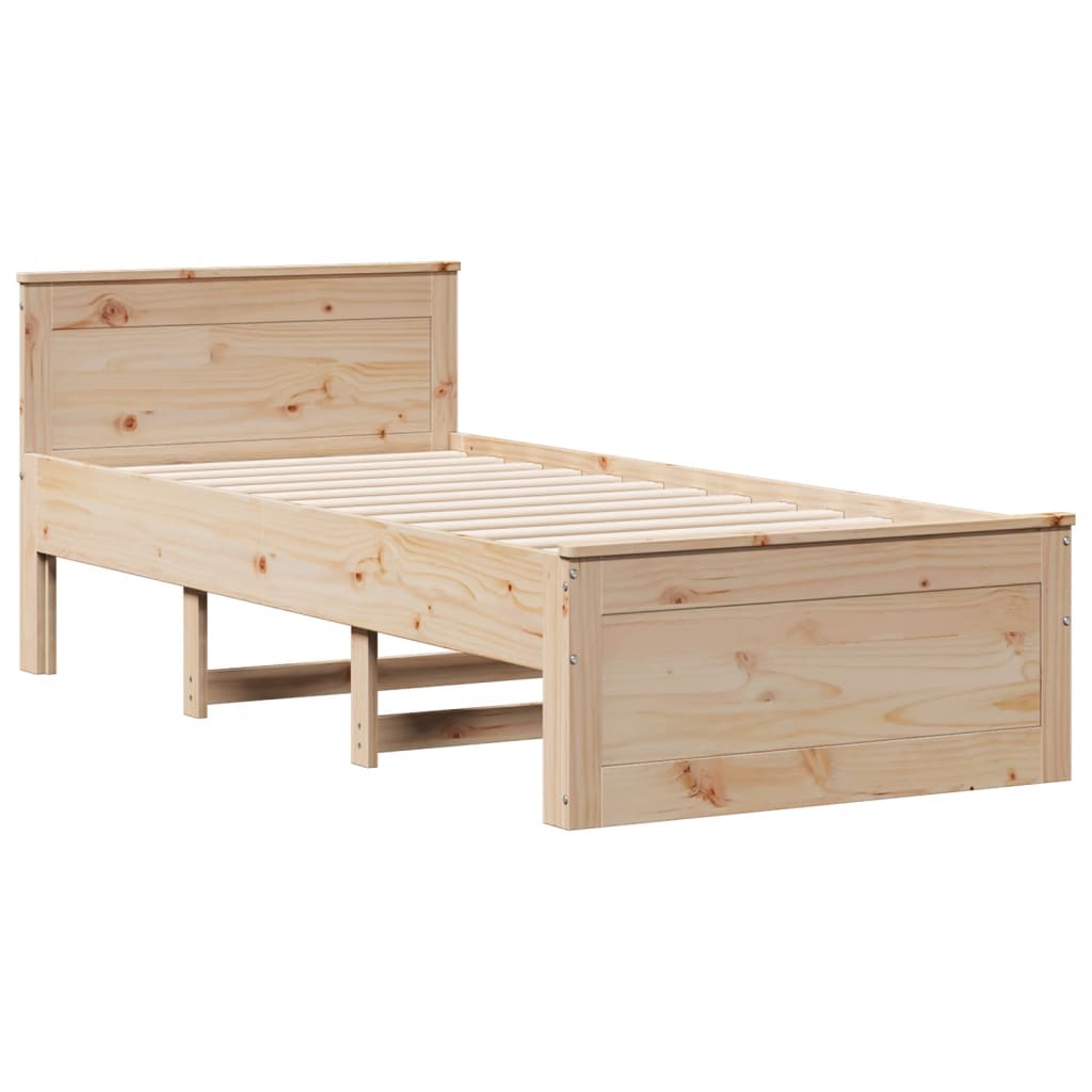 tömör fenyőfa ágy matrac nélkül fejtámlával 90 x 200 cm