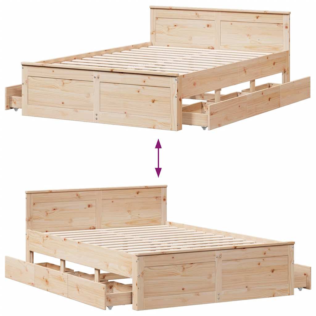 tömör fenyőfa fejtámlás ágykeret matrac nélkül 140 x 190 cm