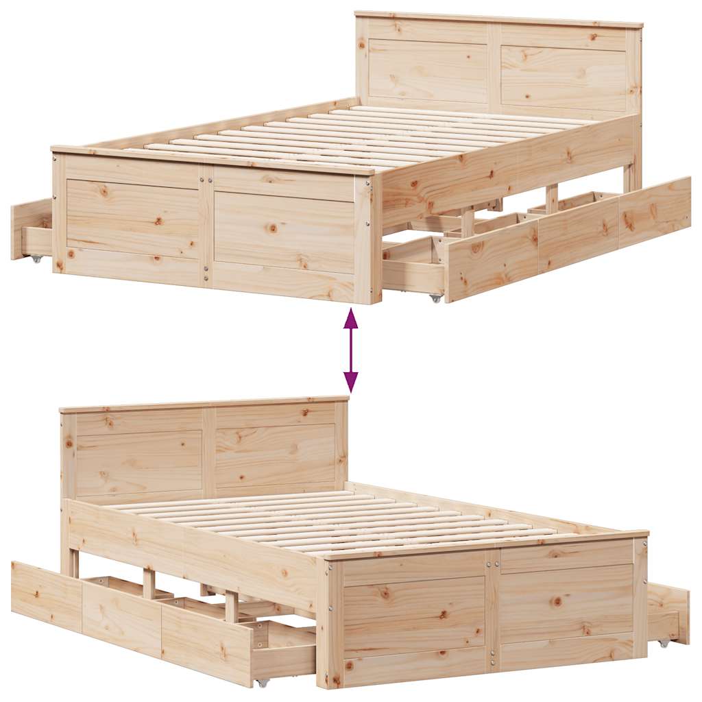 tömör fenyőfa fejtámlás ágykeret matrac nélkül 135 x 190 cm