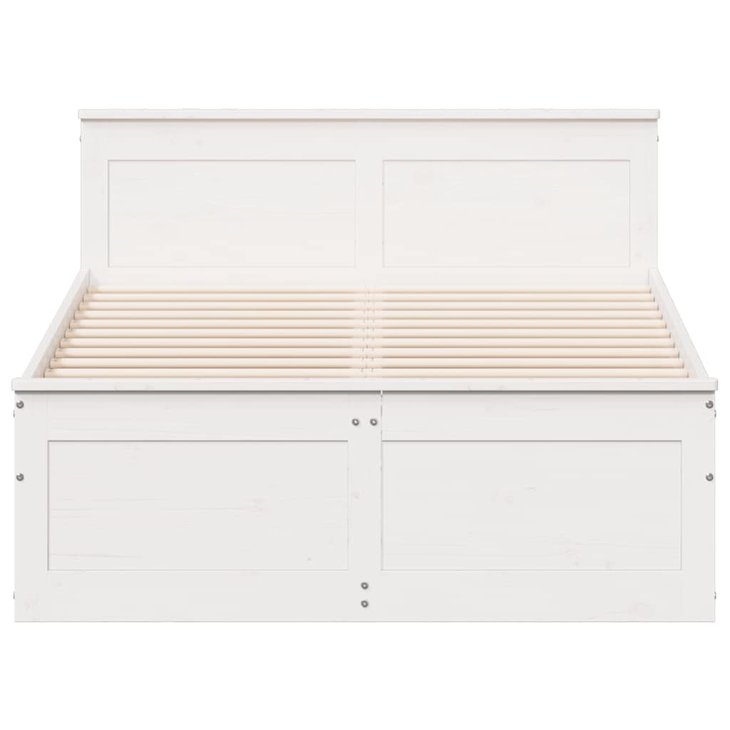 fehér tömör fenyőfa fejtámlás ágykeret matrac nélkül 135x190 cm