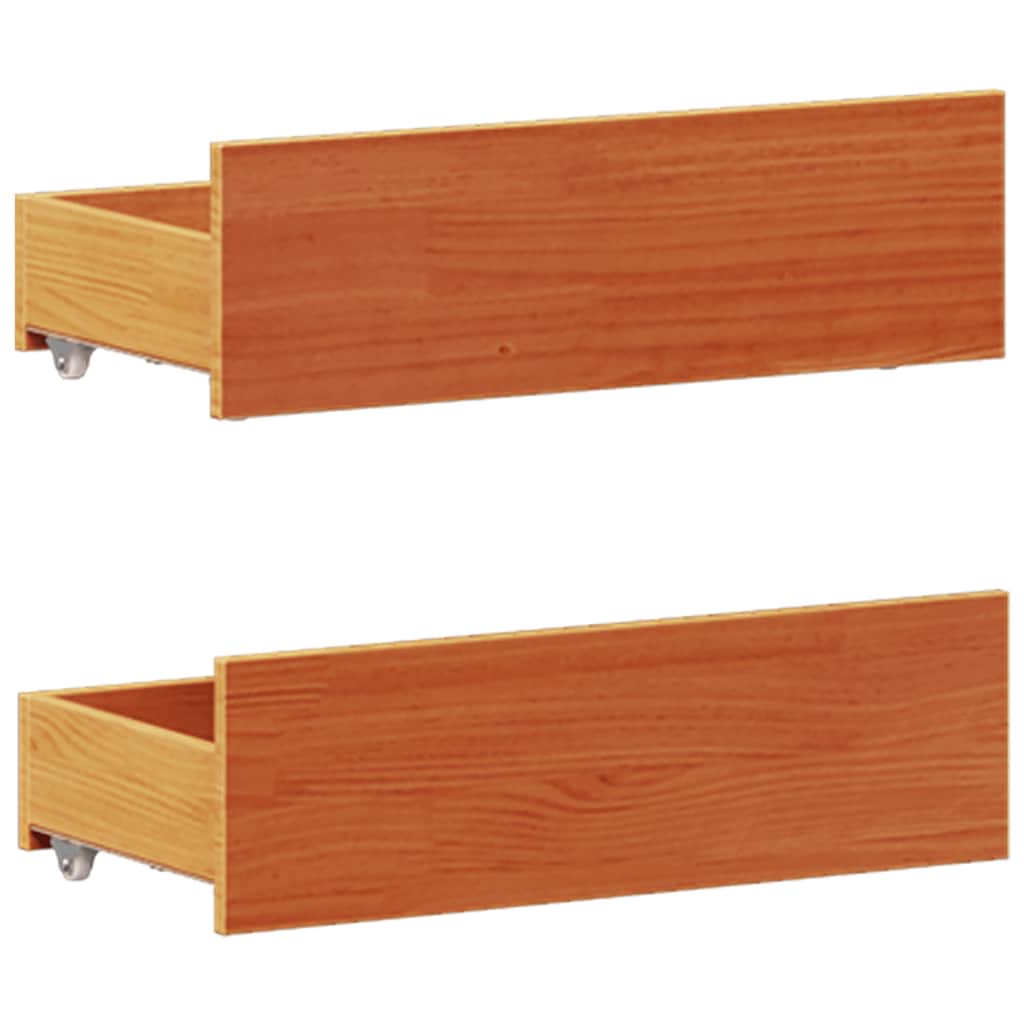barna tömör fenyőfa fejtámlás ágykeret matrac nélkül 135x190 cm