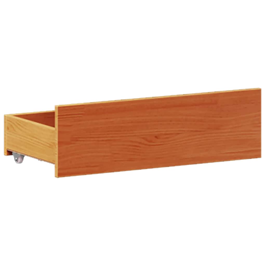 barna tömör fenyőfa fejtámlás ágykeret matrac nélkül 135x190 cm