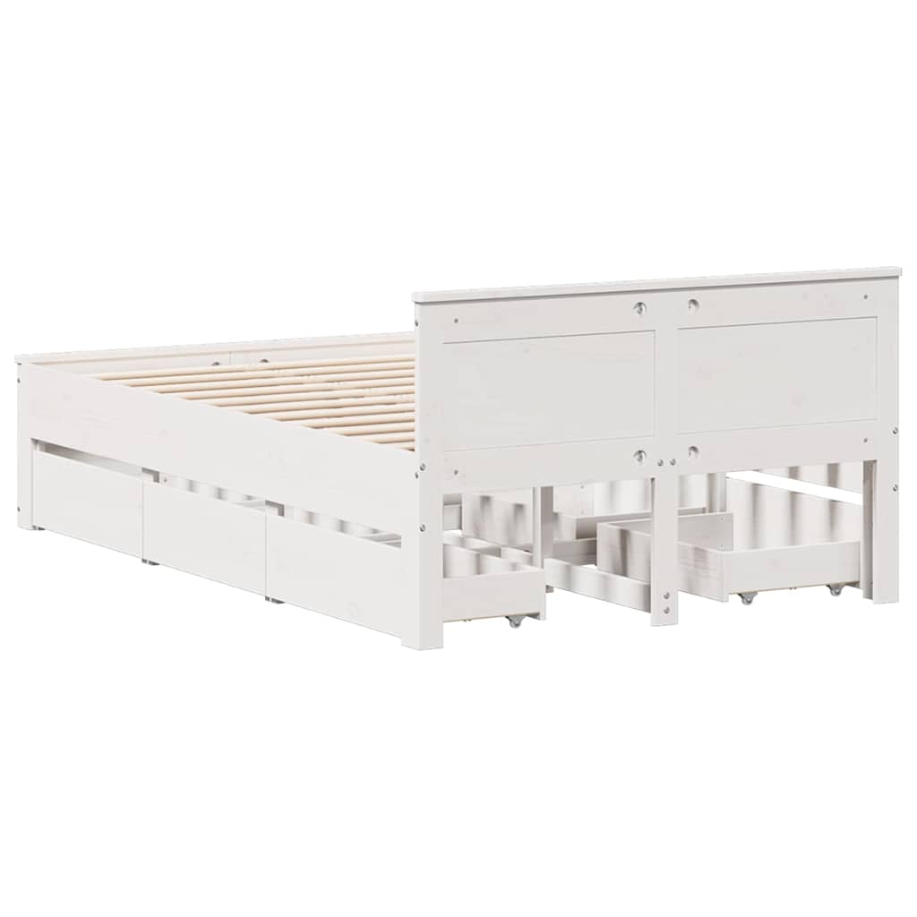 fehér tömör fenyőfa fejtámlás ágykeret matrac nélkül 120x190 cm