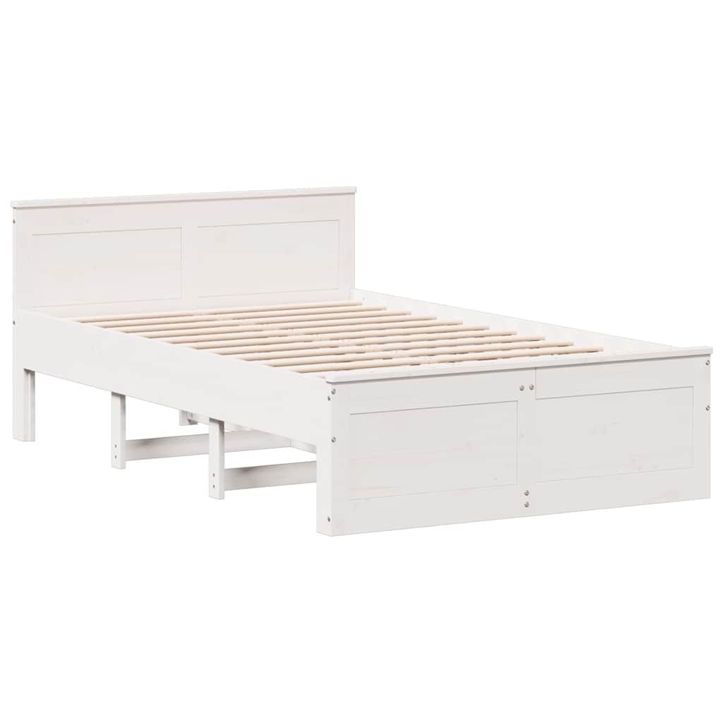 fehér tömör fenyőfa fejtámlás ágykeret matrac nélkül 120x190 cm