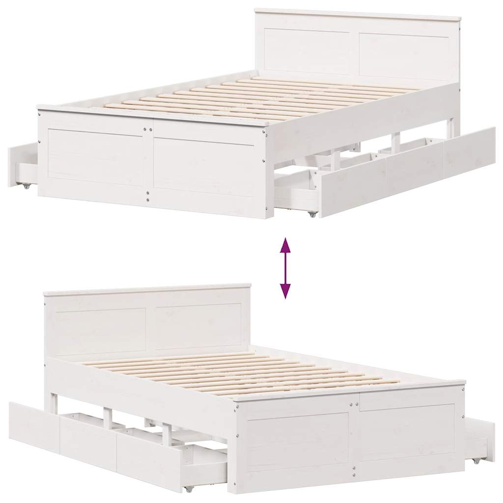 fehér tömör fenyőfa fejtámlás ágykeret matrac nélkül 120x190 cm