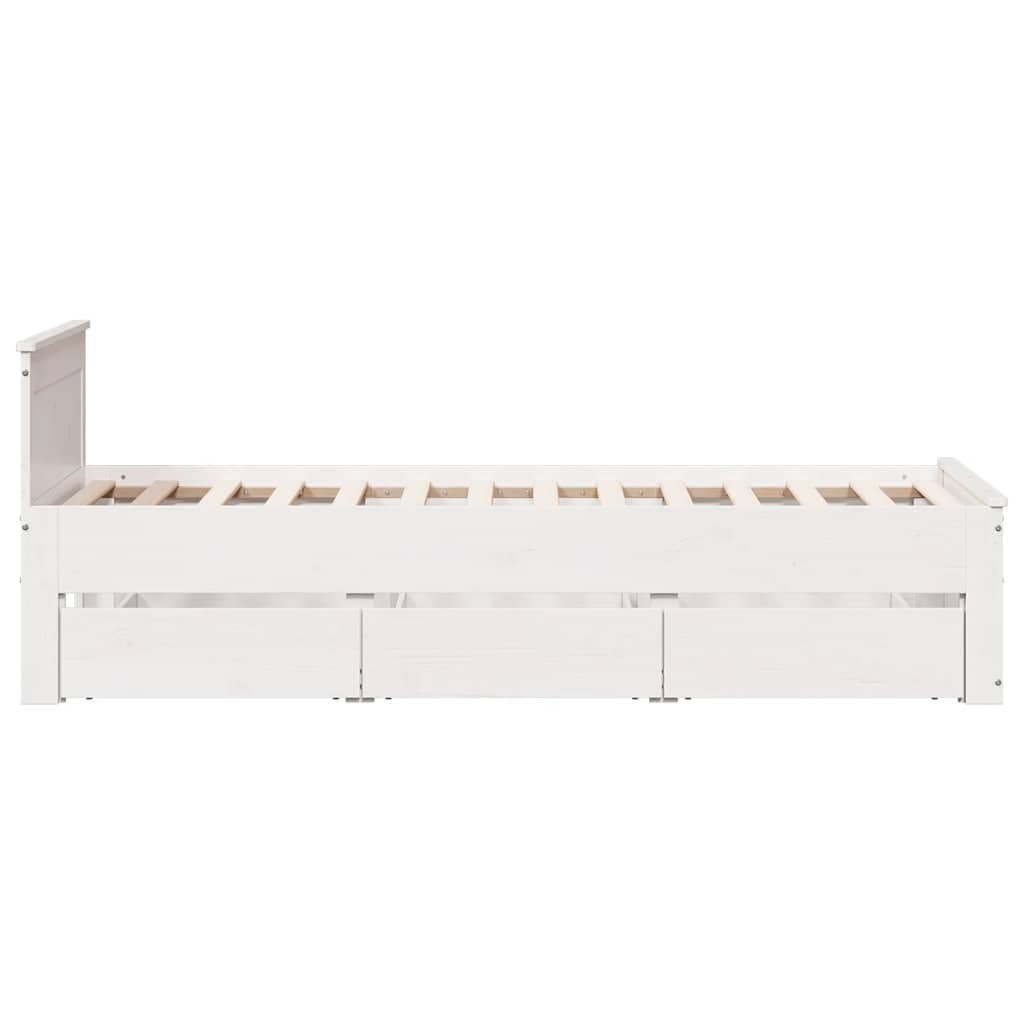 fehér tömör fenyőfa fejtámlás ágykeret matrac nélkül 90x190 cm