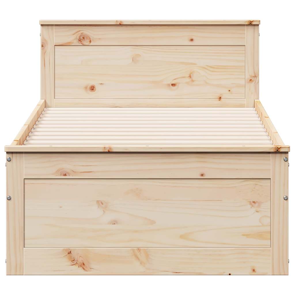 tömör fenyőfa fejtámlás ágykeret matrac nélkül 75 x 190 cm