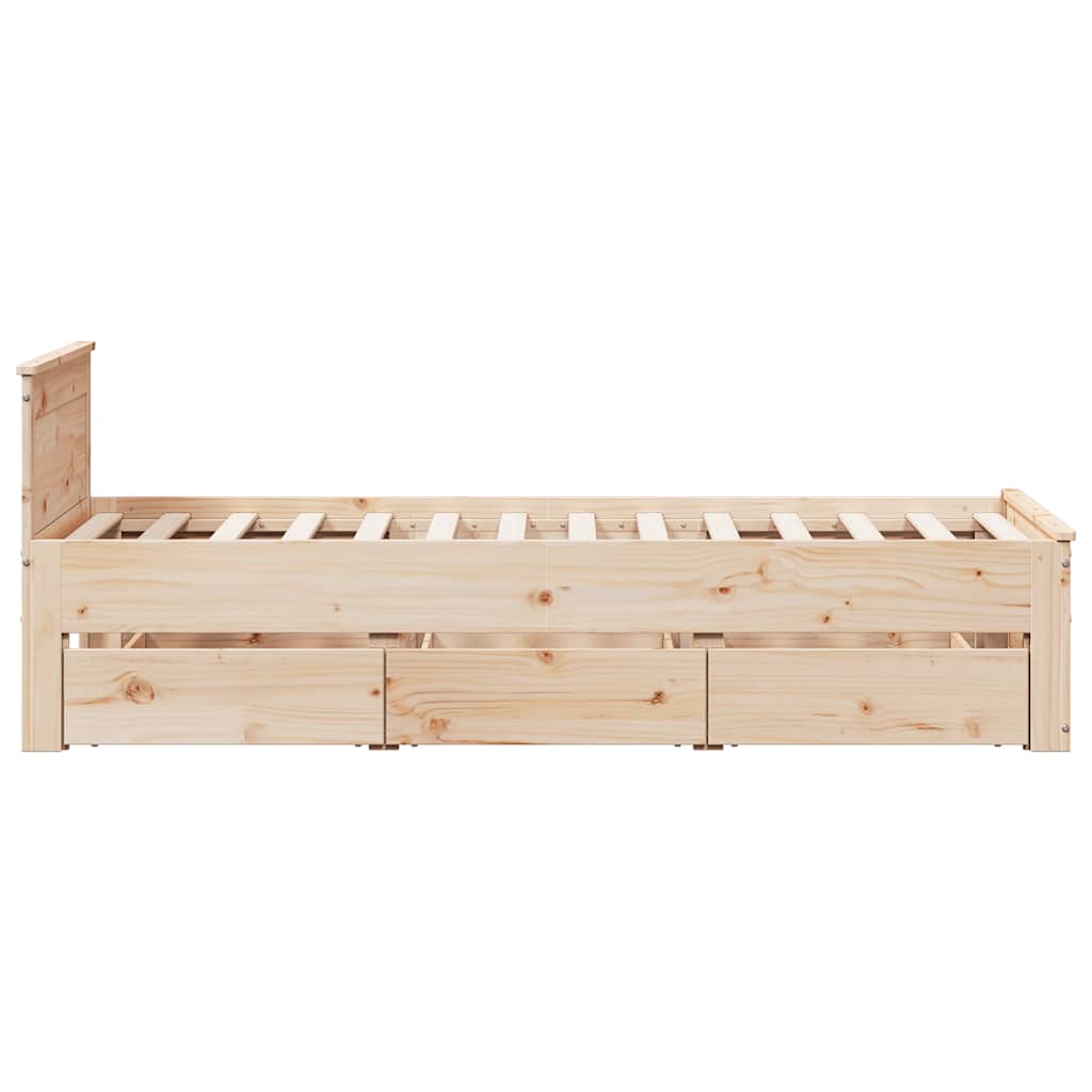 tömör fenyőfa fejtámlás ágykeret matrac nélkül 75 x 190 cm