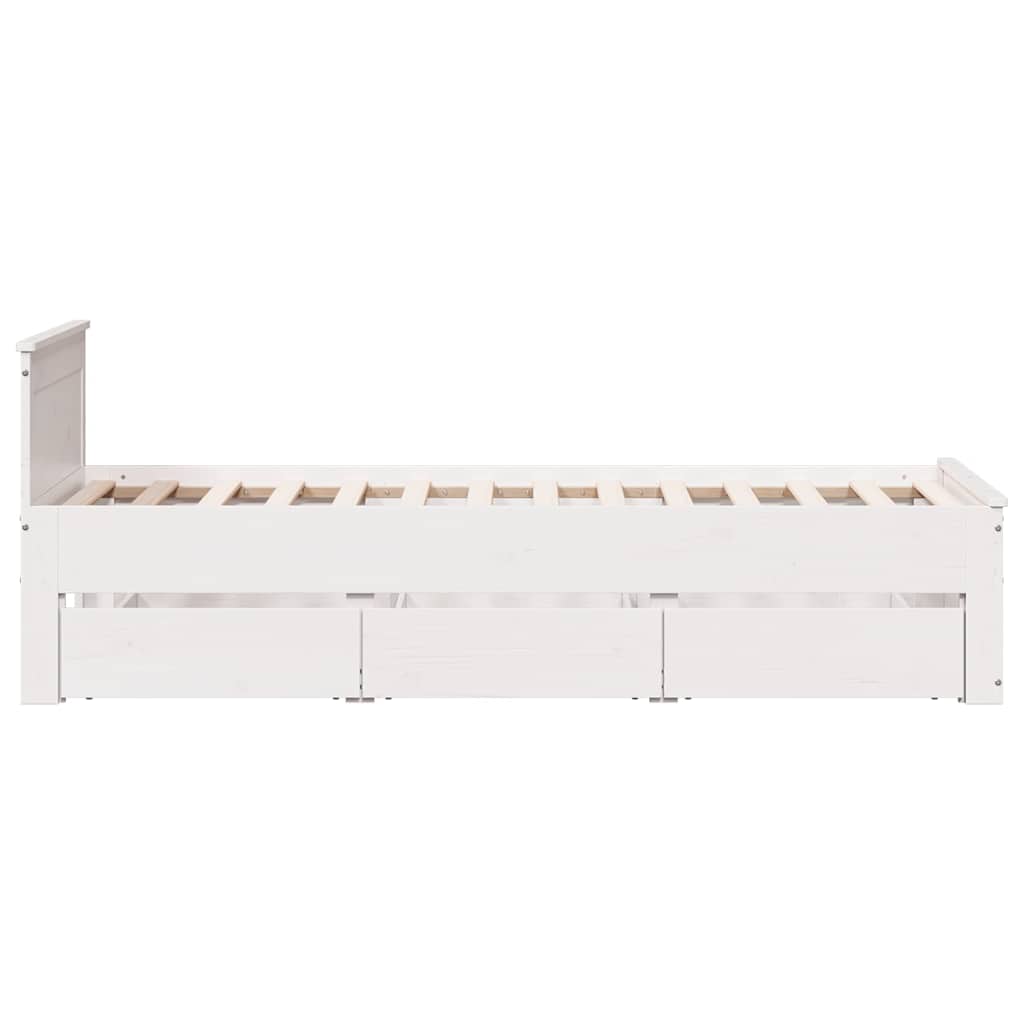 fehér tömör fenyőfa fejtámlás ágykeret matrac nélkül 75x190 cm