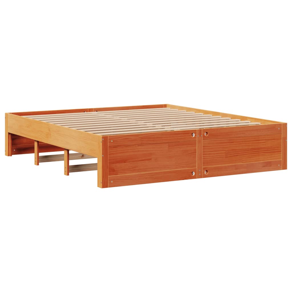 barna tömör fenyőfa fiókos ágykeret matrac nélkül 180 x 200 cm