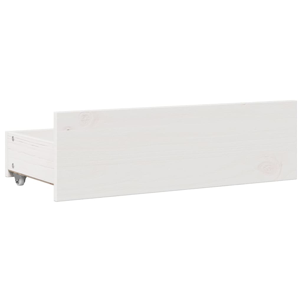fehér tömör fenyőfa fiókos ágykeret matrac nélkül 150 x 200 cm