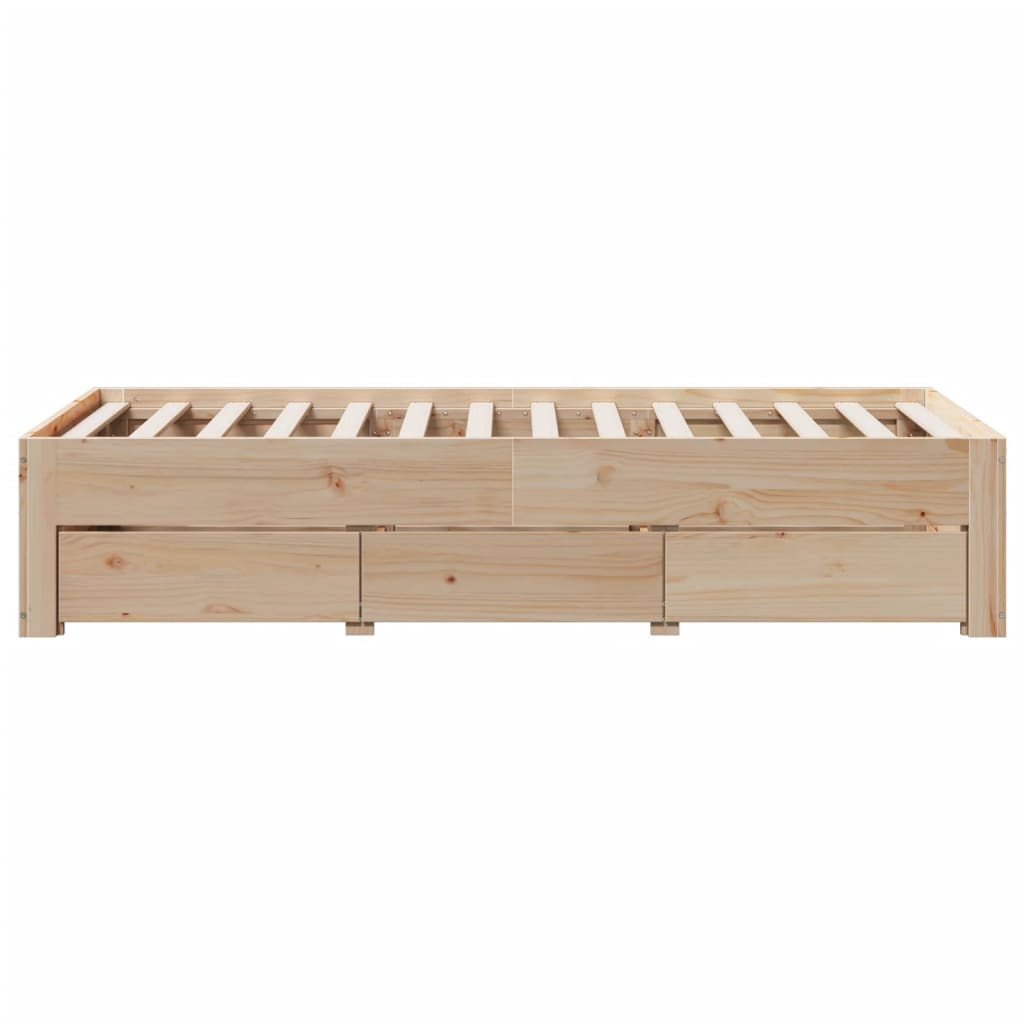 tömör fenyőfa fiókos ágykeret matrac nélkül 75 x 190 cm