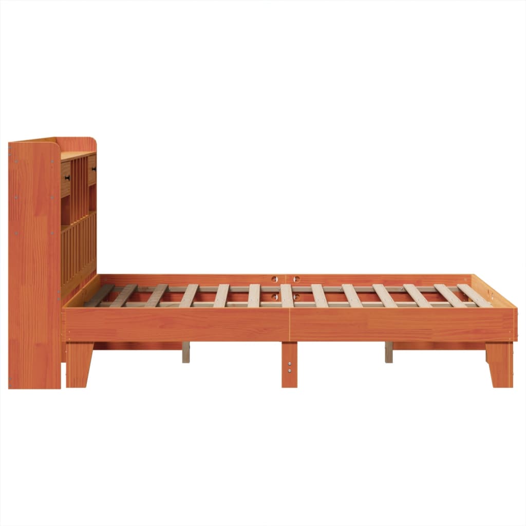 viaszbarna tömör fenyőfa ágy matrac nélkül 135 x 190 cm
