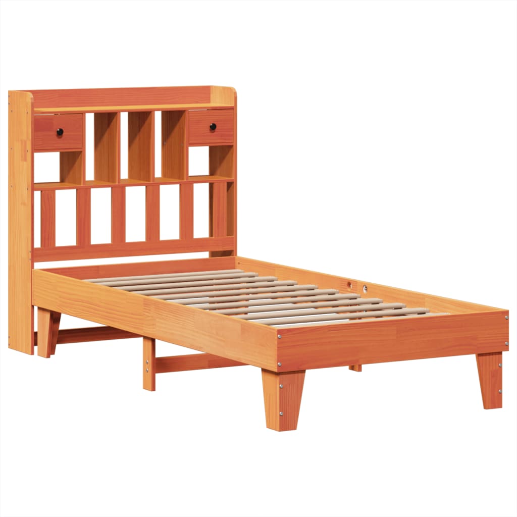 viaszbarna tömör fenyőfa ágy matrac nélkül 75 x 190 cm