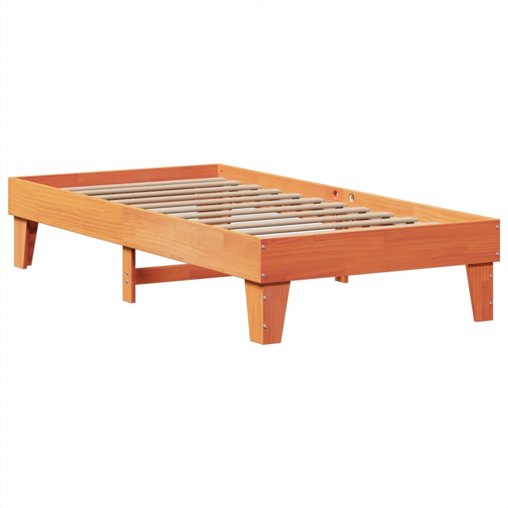 viaszbarna tömör fenyőfa ágy matrac nélkül 75 x 190 cm