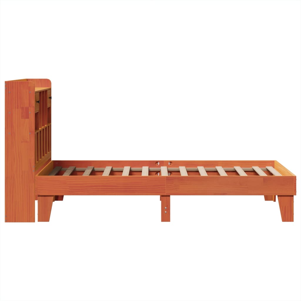 viaszbarna tömör fenyőfa ágy matrac nélkül 75 x 190 cm