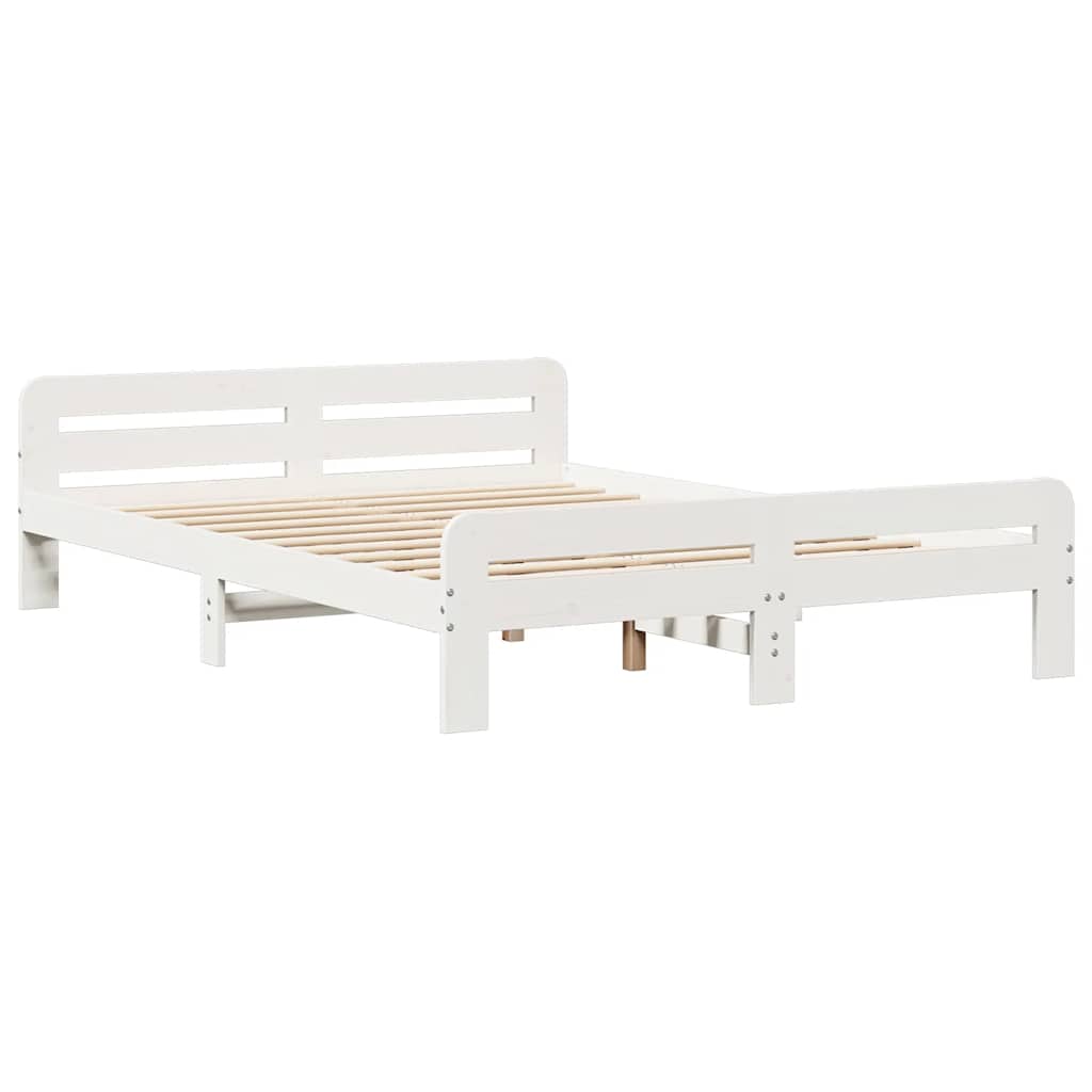 fehér tömör fenyőfa könyvespolcos ágy matrac nélkül 140x190 cm