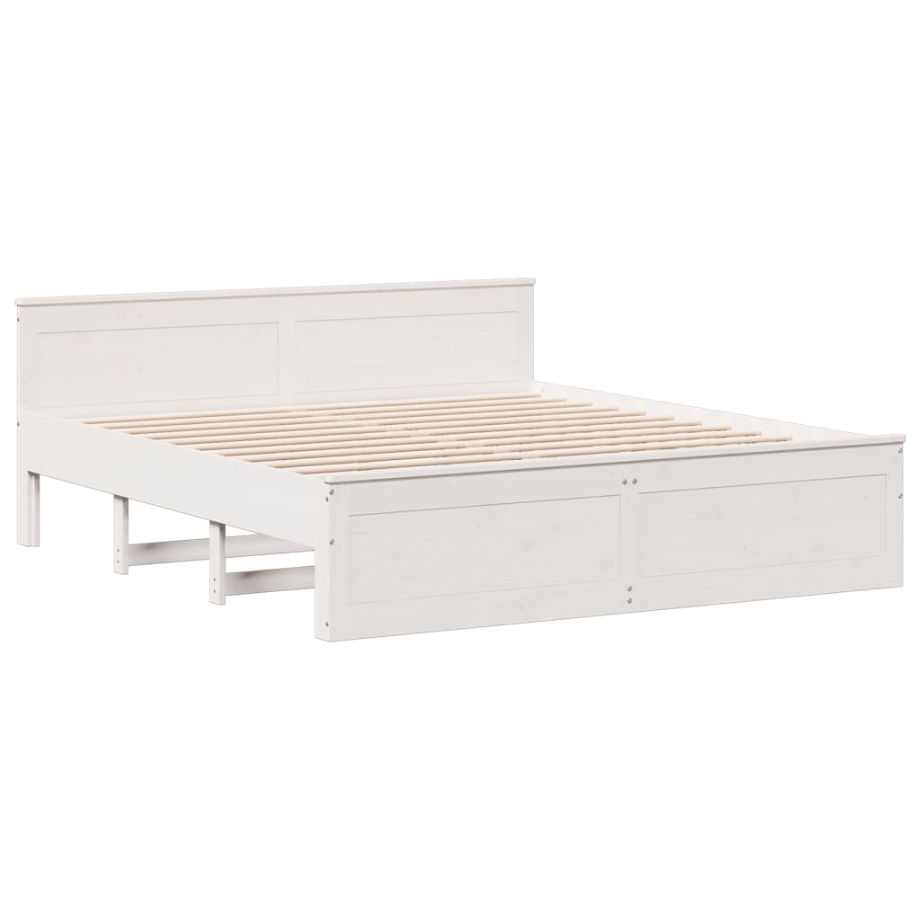 fehér tömör fenyőfa könyvespolcos ágy matrac nélkül 180x200 cm