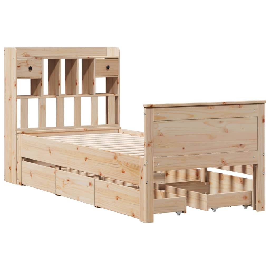 tömör fenyőfa könyvespolcos ágy matrac nélkül 90 x 200 cm
