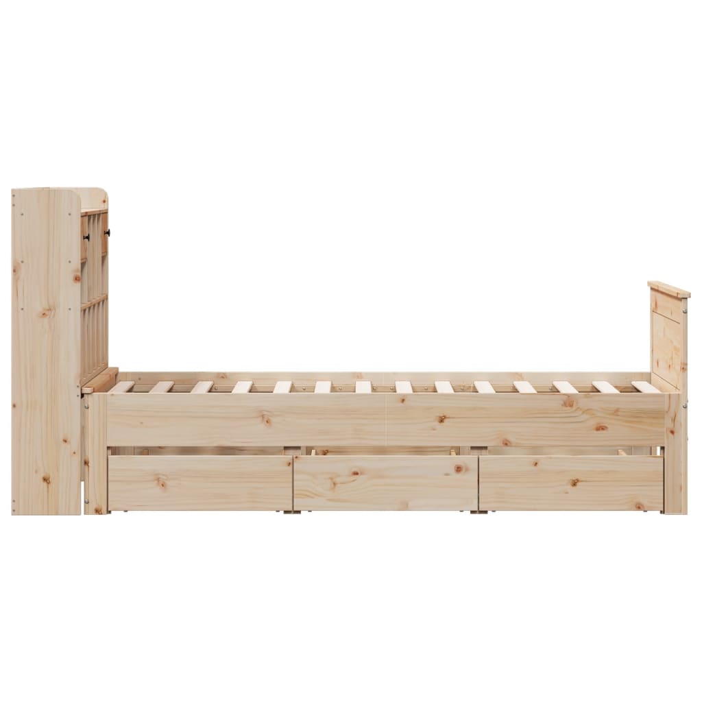 tömör fenyőfa könyvespolcos ágy matrac nélkül 90 x 200 cm