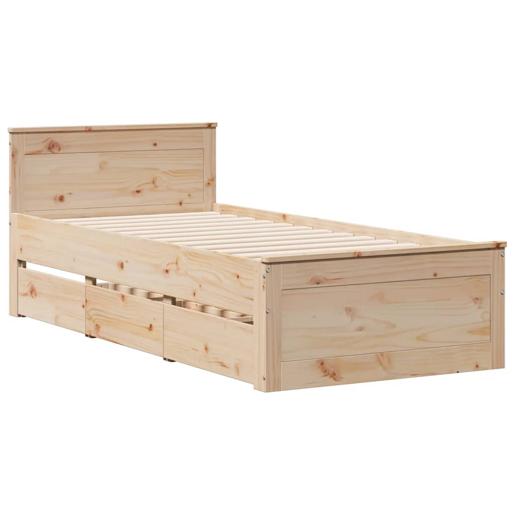 tömör fenyőfa könyvespolcos ágy matrac nélkül 90 x 200 cm