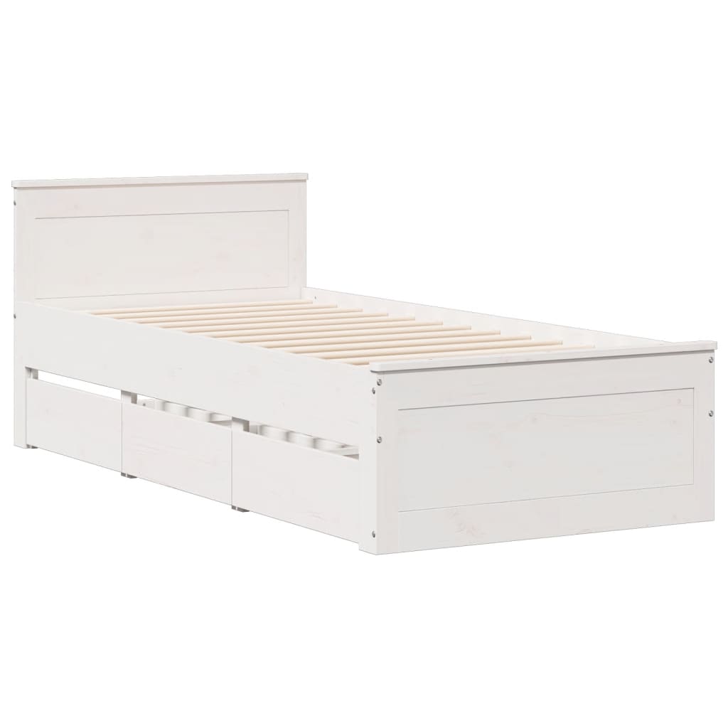 fehér tömör fenyőfa könyvespolcos ágy matrac nélkül 90 x 200 cm