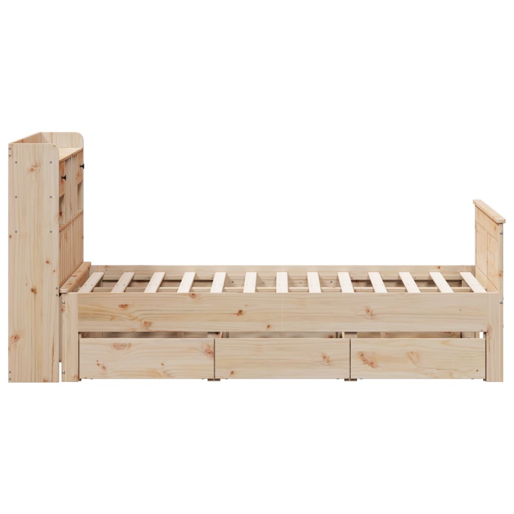 tömör fenyőfa könyvespolcos ágy matrac nélkül 135 x 190 cm