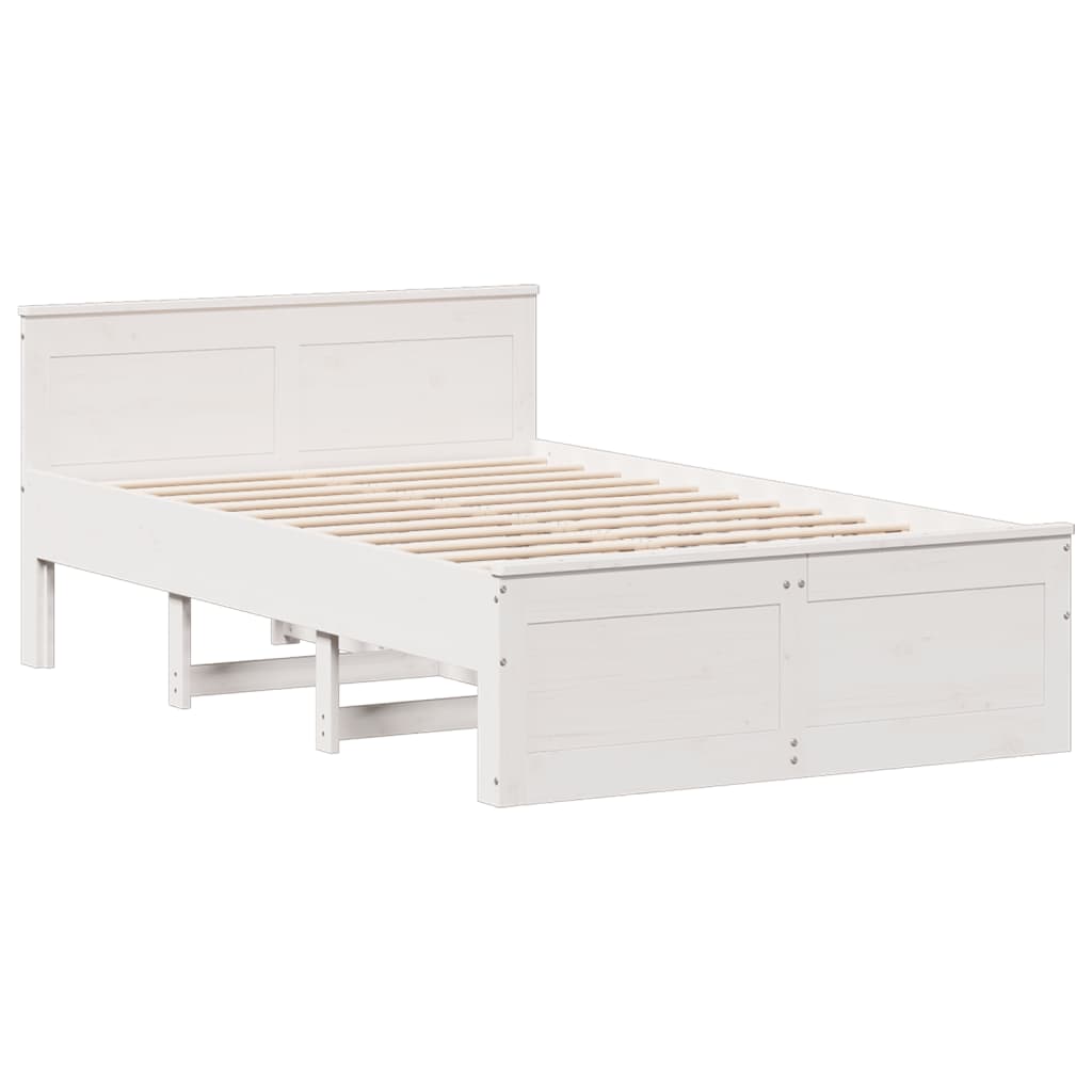 fehér tömör fenyőfa könyvespolcos ágy matrac nélkül 135x190 cm