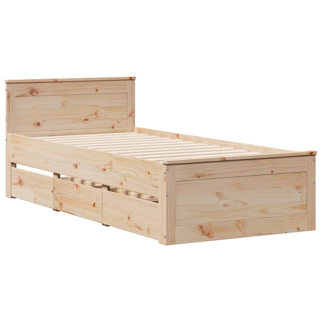 tömör fenyőfa könyvespolcos ágy matrac nélkül 90 x 190 cm