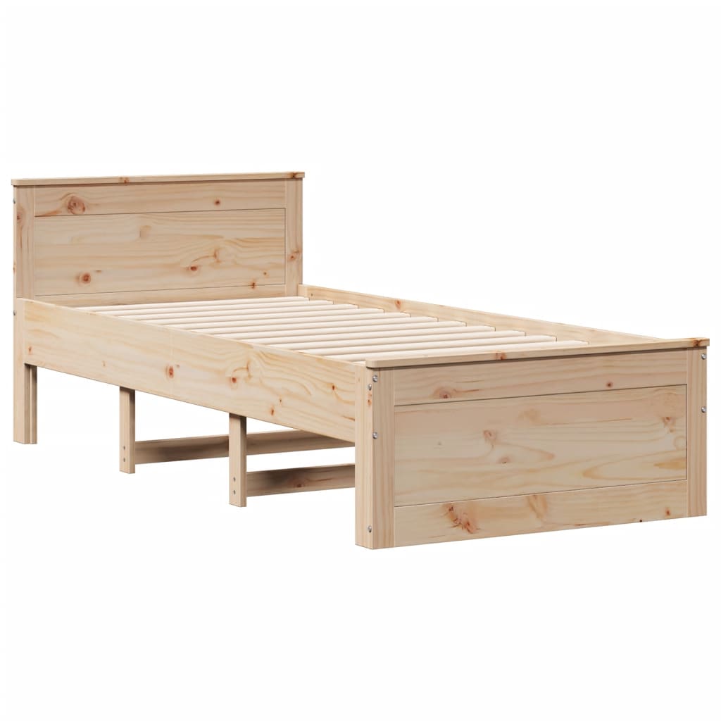 tömör fenyőfa könyvespolcos ágy matrac nélkül 75 x 190 cm