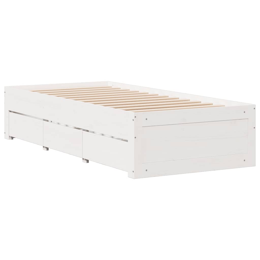 fehér tömör fenyőfa könyvespolcos ágy matrac nélkül 90 x 200 cm
